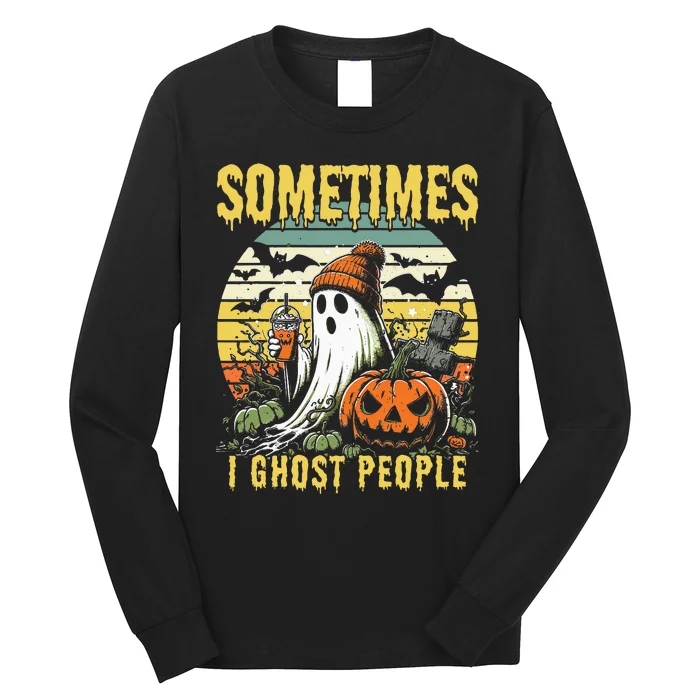 Sometimes I Ghost People Halloween Ghost Grave Moon V2 Long Sleeve Shirt