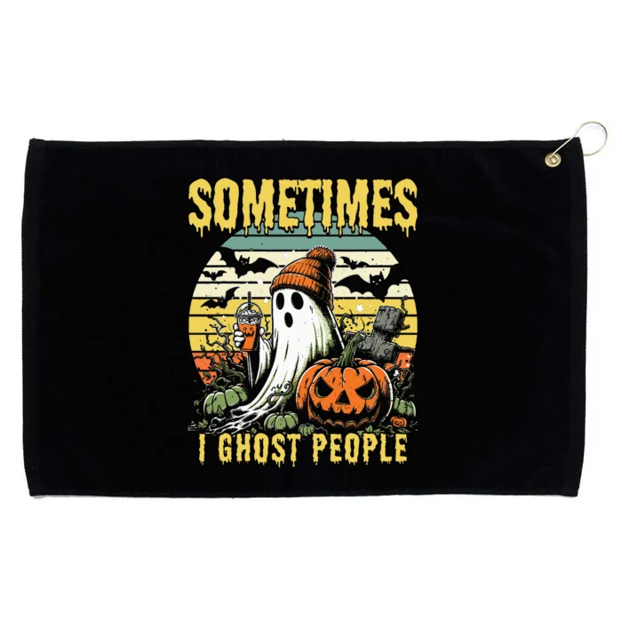 Sometimes I Ghost People Halloween Ghost Grave Moon V2 Grommeted Golf Towel