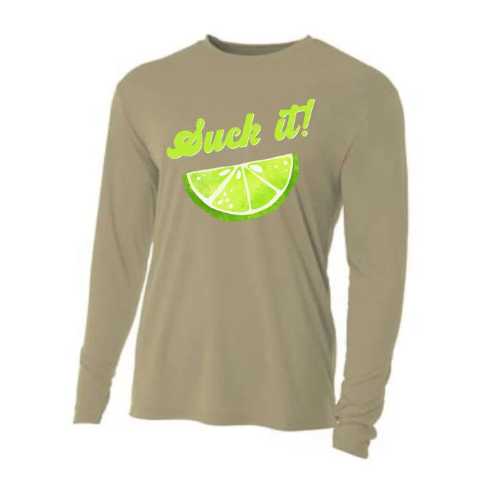 Suck It Green Lime Lemon Love Funny Mexican Party Cooling Performance Long Sleeve Crew