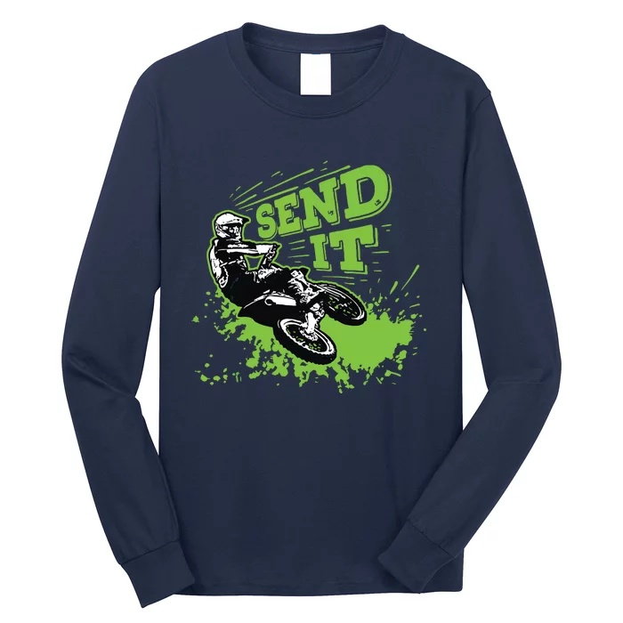 Send It Gift Funny Dirt Bike Motocross Supercross Rider Long Sleeve Shirt