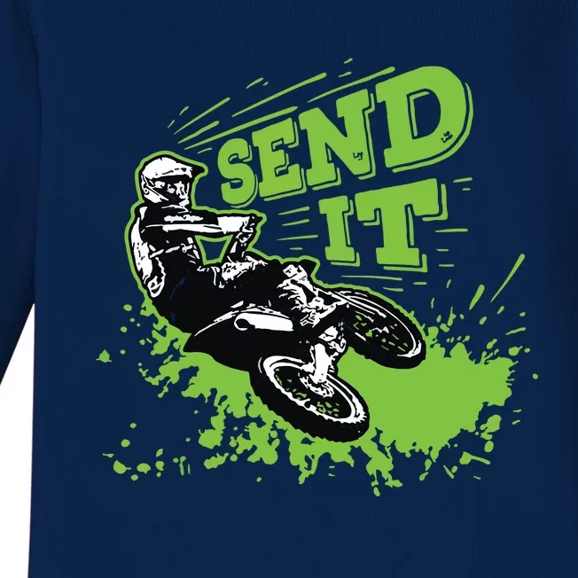 Send It Gift Funny Dirt Bike Motocross Supercross Rider Baby Long Sleeve Bodysuit