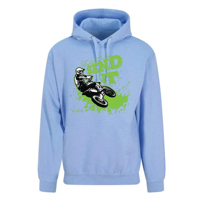 Send It Gift Funny Dirt Bike Motocross Supercross Rider Unisex Surf Hoodie