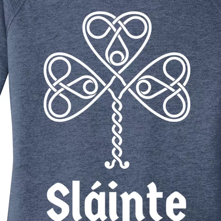 Slainte Ireland Gaelic Irish Green Shamrock Celtic Knot Funny Gift Women's Perfect Tri Tunic Long Sleeve Shirt