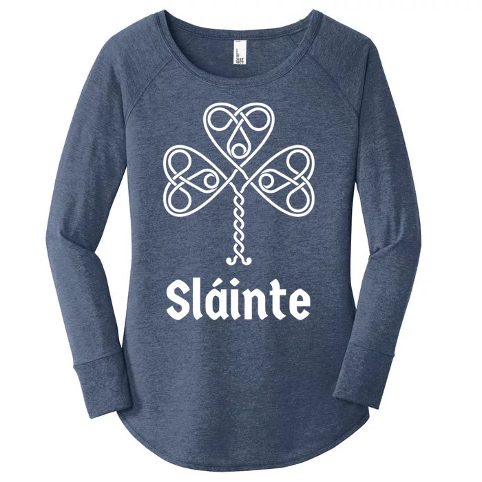 Slainte Ireland Gaelic Irish Green Shamrock Celtic Knot Funny Gift Women's Perfect Tri Tunic Long Sleeve Shirt