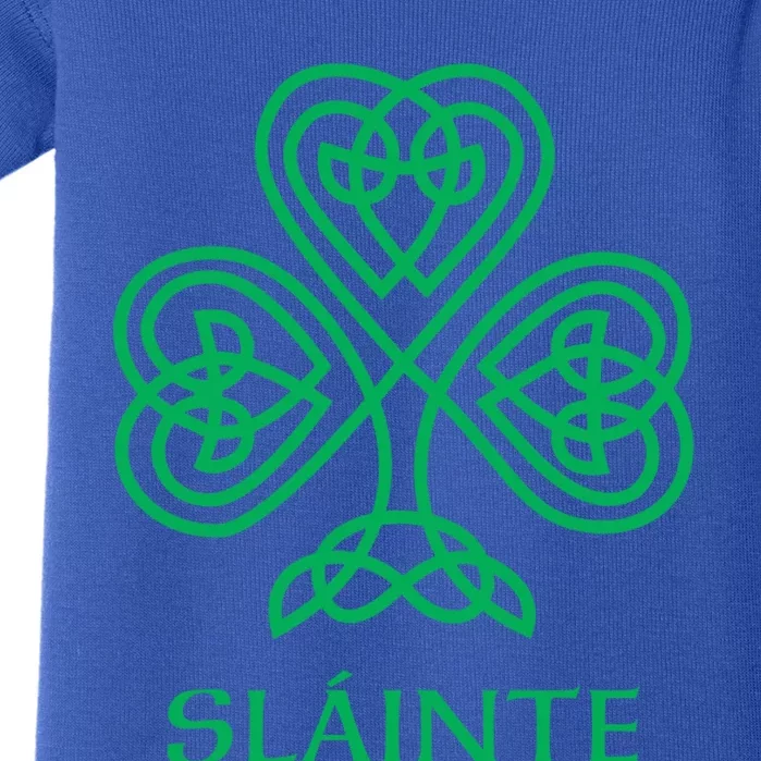 Slainte Irish Green Shamrock Celtic Knot Ireland Gaelic Gift Baby Bodysuit