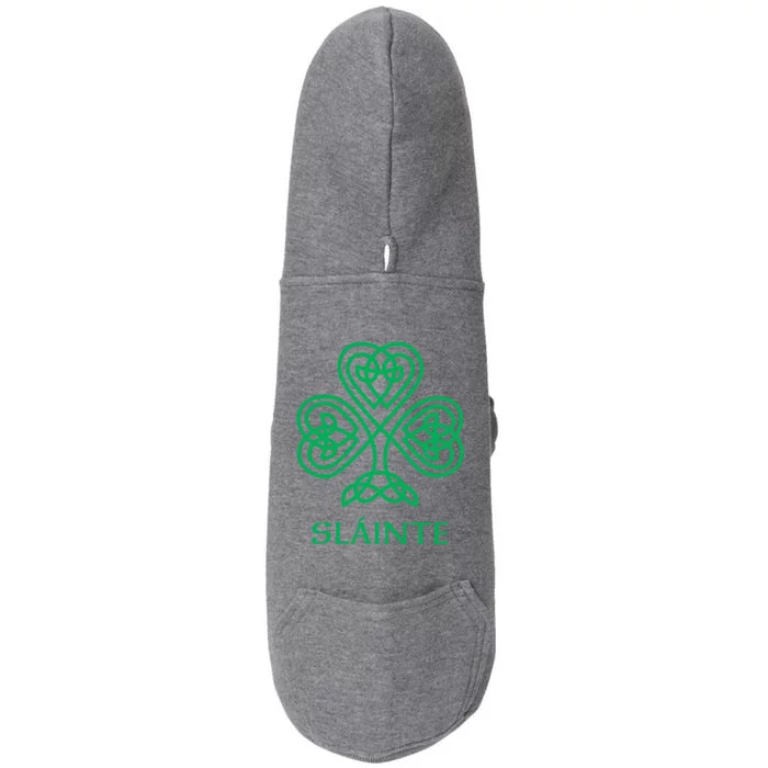 Slainte Irish Green Shamrock Celtic Knot Ireland Gaelic Gift Doggie 3-End Fleece Hoodie