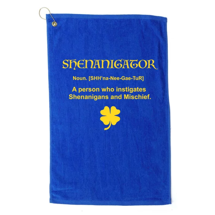 Shenanigator Irish Gift St Patricks Day Shenanigans Funny Gift Funny Gift Platinum Collection Golf Towel