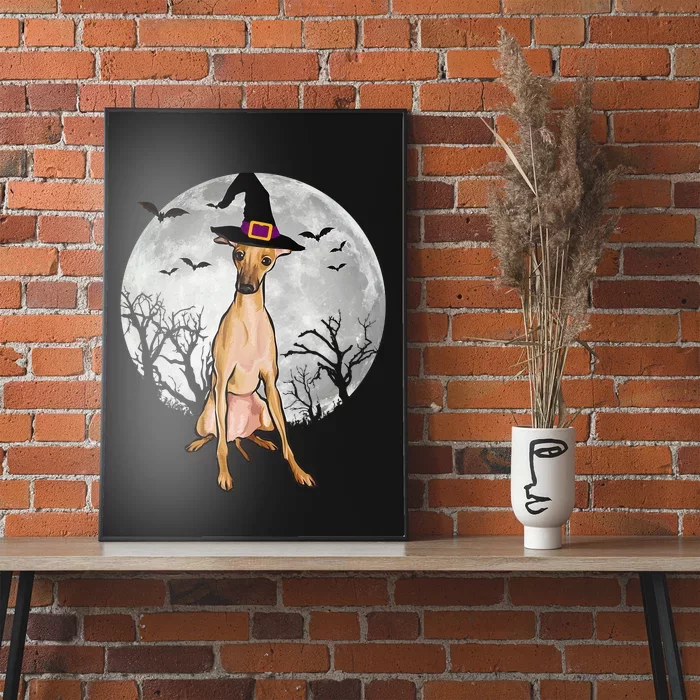 Scary Italian Greyhound Dog Witch Hat Halloween Poster