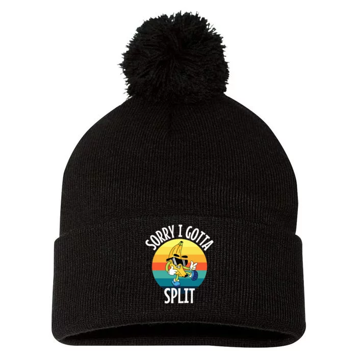 Sorry I Gotta Split Funny Cool Banana Pom Pom 12in Knit Beanie