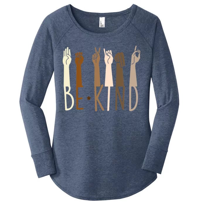 Sign Language Be Kind To All Women's Perfect Tri Tunic Long Sleeve Shirt