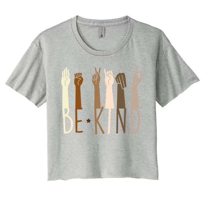 Sign Language Be Kind To All Women's Crop Top Tee