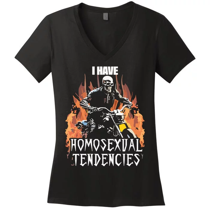 Skeleton I Have Homosexual Tendencies Women's V-Neck T-Shirt