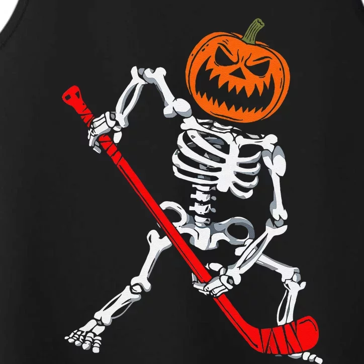 Skeleton Ice Hockey Halloween Pumpkin Hockey Funny Performance Tank