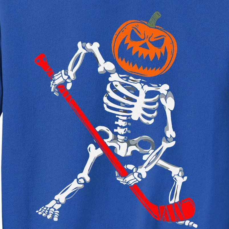 Skeleton Ice Hockey Halloween Pumpkin Hockey Funny Sweatshirt