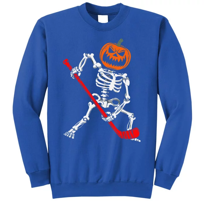 Skeleton Ice Hockey Halloween Pumpkin Hockey Funny Sweatshirt