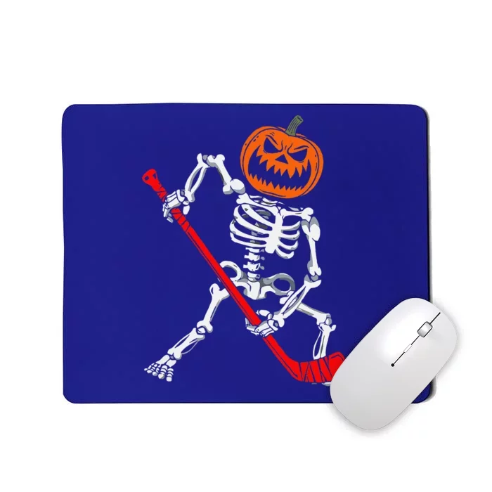 Skeleton Ice Hockey Halloween Pumpkin Hockey Funny Mousepad