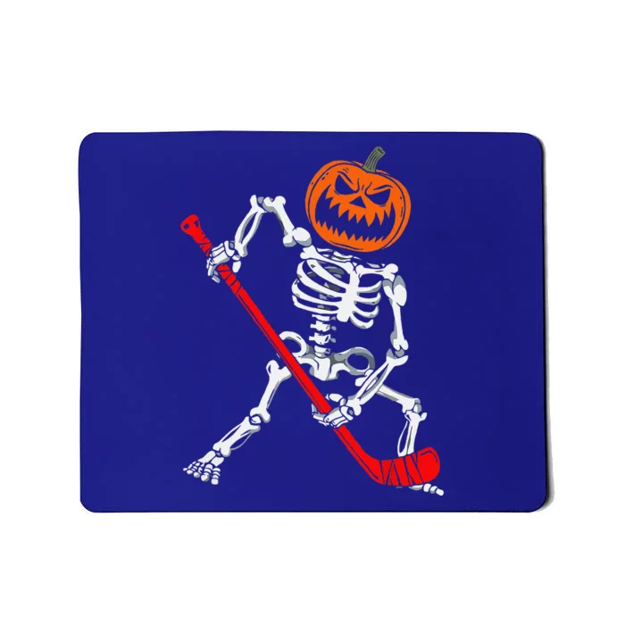 Skeleton Ice Hockey Halloween Pumpkin Hockey Funny Mousepad