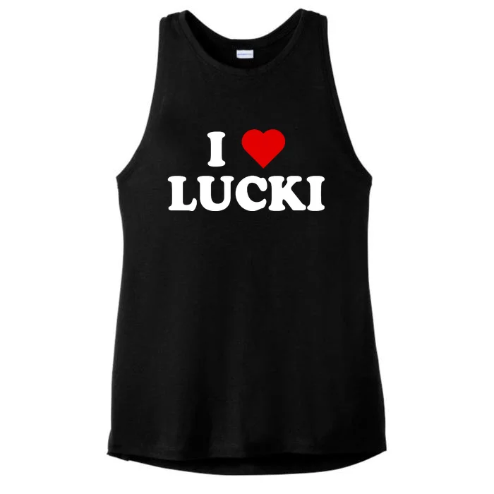 Simone I Heart Lucki I Love Lucki Ladies Tri-Blend Wicking Tank