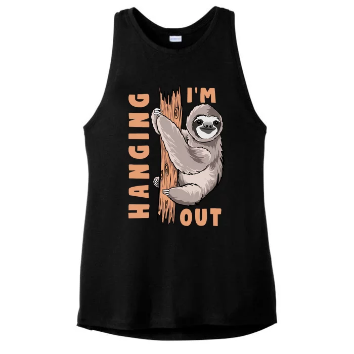 Sloth Im Hanging Out Ladies Tri-Blend Wicking Tank