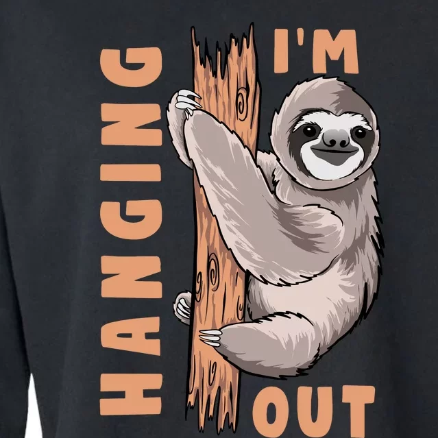 Sloth Im Hanging Out Cropped Pullover Crew