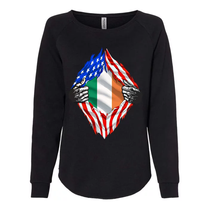 Super Irish Heritage Ireland Roots Usa Flag Gift Womens California Wash Sweatshirt