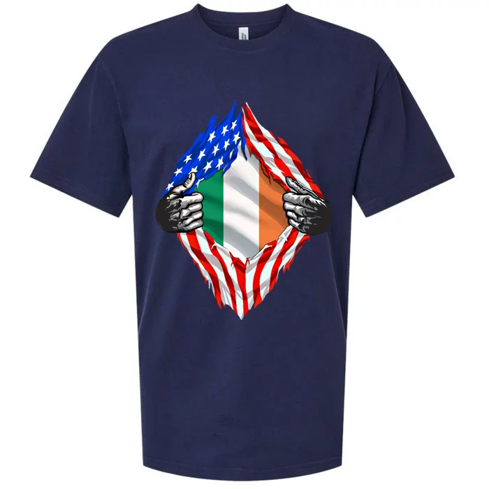 Super Irish Heritage Ireland Roots Usa Flag Gift Sueded Cloud Jersey T-Shirt