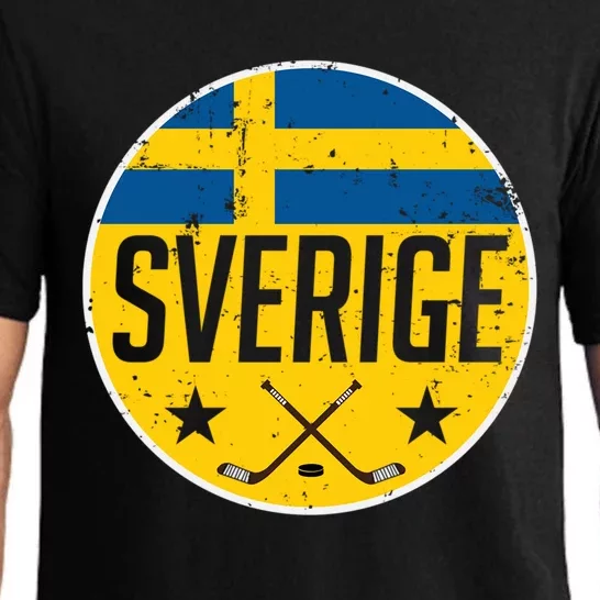 Sweden Ice Hockey Flag Jersey Supporter Sverige Fan Gift Cool Gift Pajama Set