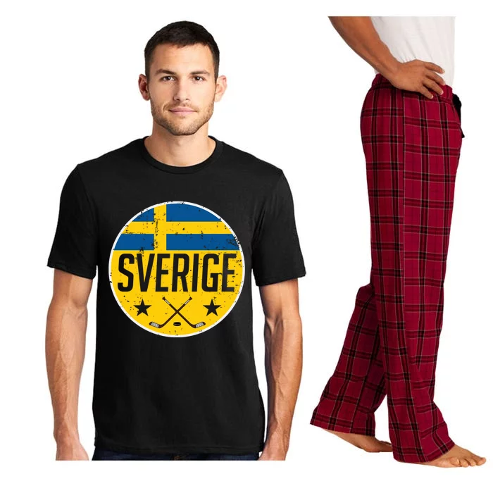 Sweden Ice Hockey Flag Jersey Supporter Sverige Fan Gift Cool Gift Pajama Set