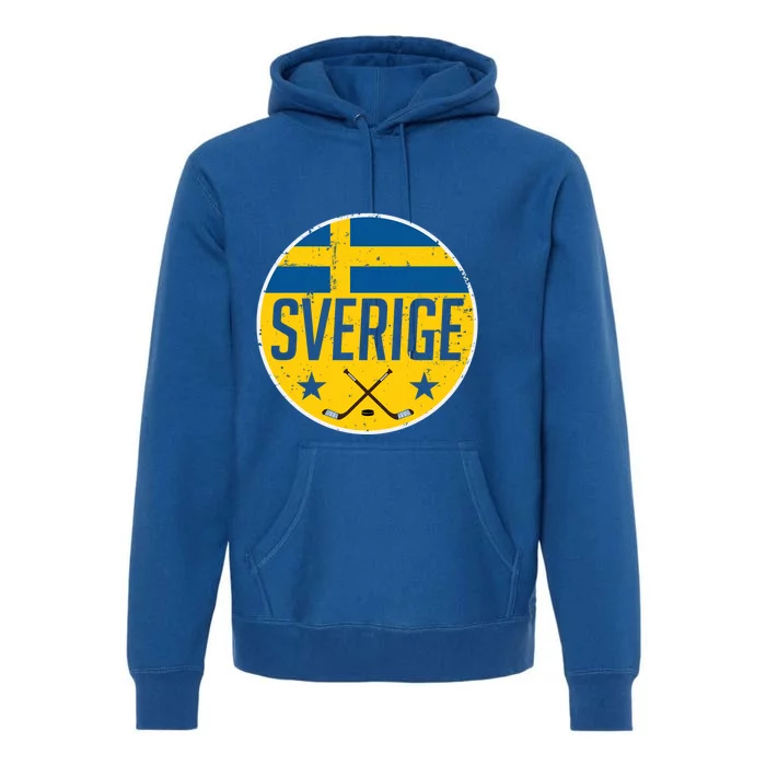 Sweden Ice Hockey Flag Jersey Supporter Sverige Fan Gift Cool Gift Premium Hoodie