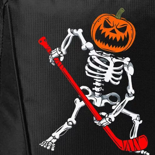 Skeleton Ice Hockey Halloween Pumpkin Hockey City Backpack