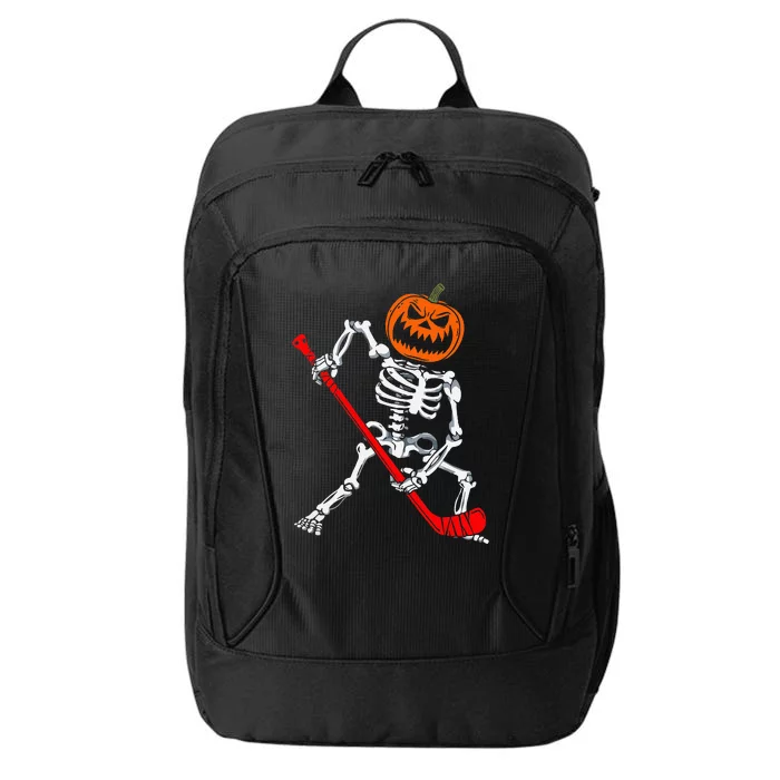 Skeleton Ice Hockey Halloween Pumpkin Hockey City Backpack