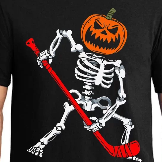 Skeleton Ice Hockey Halloween Pumpkin Hockey Pajama Set