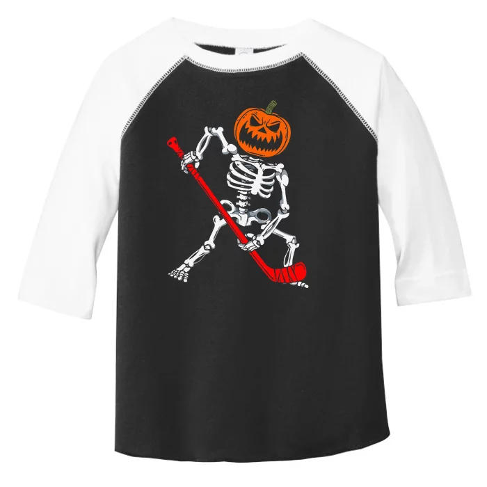 Skeleton Ice Hockey Halloween Pumpkin Hockey Toddler Fine Jersey T-Shirt