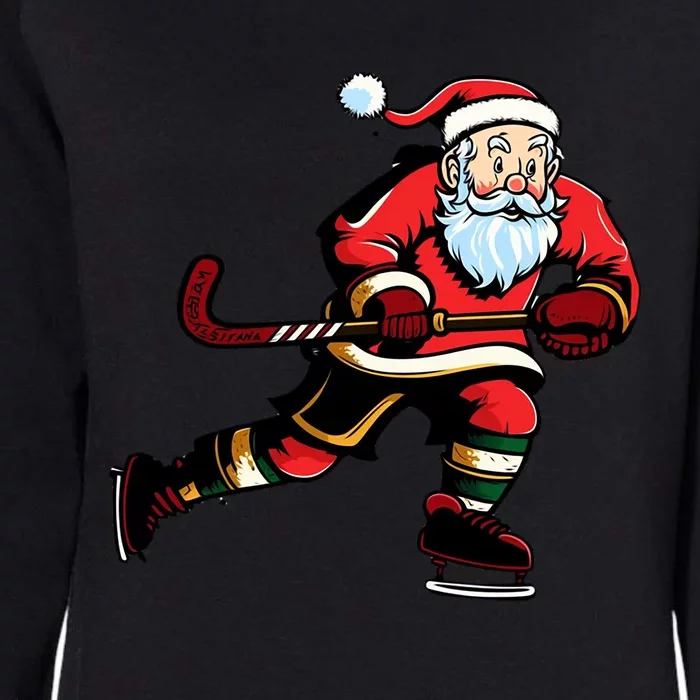 Santa Ice Hockey Lover Player Christmas Gift Womens California Wash Sweatshirt