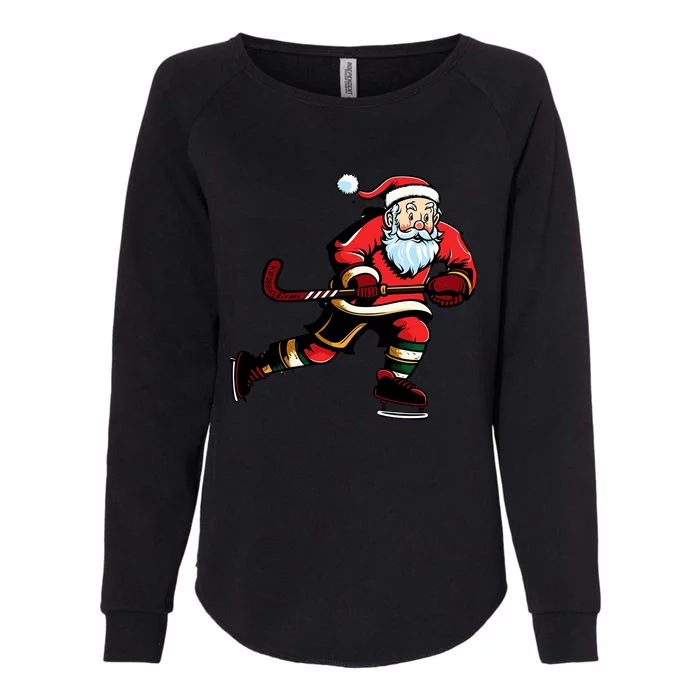 Santa Ice Hockey Lover Player Christmas Gift Womens California Wash Sweatshirt