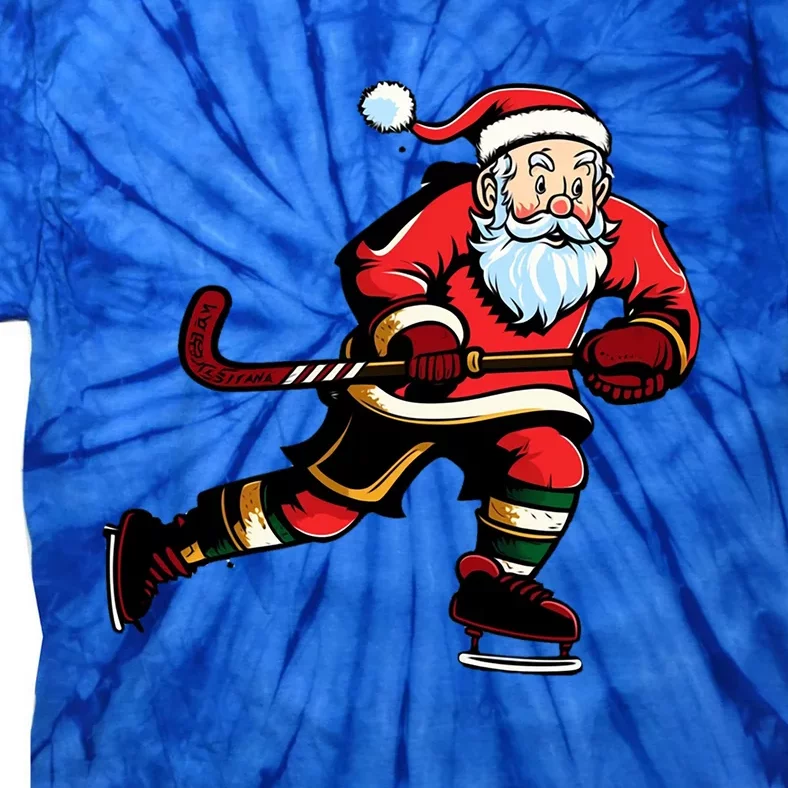 Santa Ice Hockey Lover Player Christmas Gift Tie-Dye T-Shirt