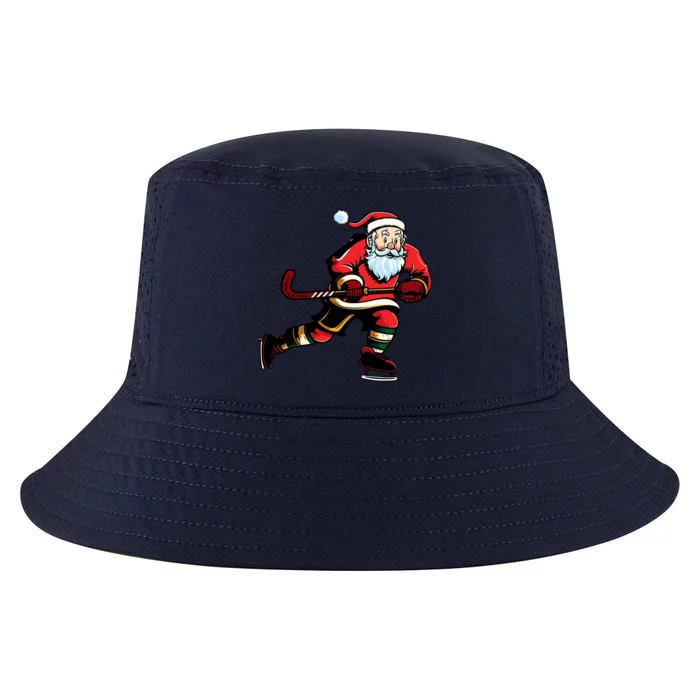 Santa Ice Hockey Lover Player Christmas Gift Cool Comfort Performance Bucket Hat