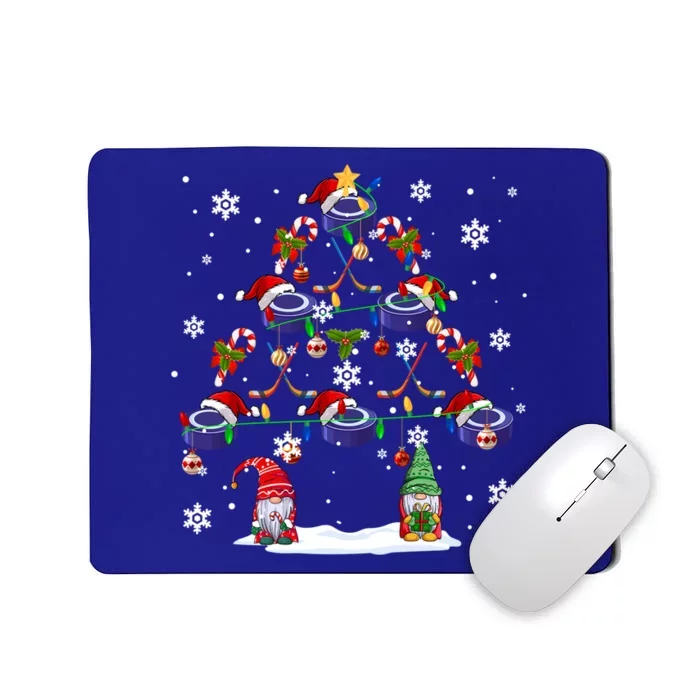 Santa Ice Hockey Tools With Gnomes As Xmas Tree Funny Player Cute Gift Mousepad