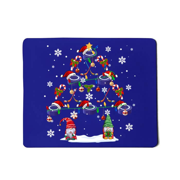 Santa Ice Hockey Tools With Gnomes As Xmas Tree Funny Player Cute Gift Mousepad