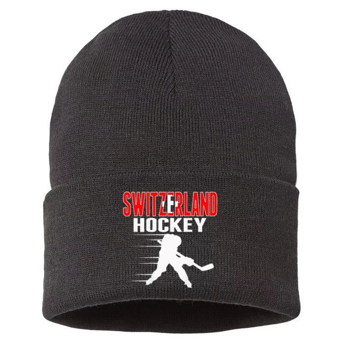 Switzerland Ice Hockey Fans Jersey Support Swiss Hockey Team Sustainable Knit Beanie