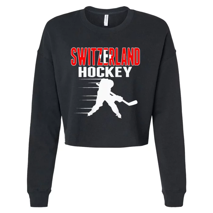 Switzerland Ice Hockey Fans Jersey Support Swiss Hockey Team Cropped Pullover Crew