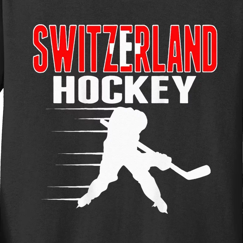 Switzerland Ice Hockey Fans Jersey Support Swiss Hockey Team Kids Long Sleeve Shirt