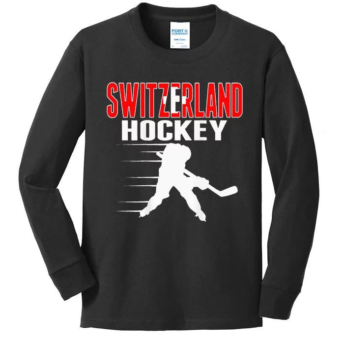 Switzerland Ice Hockey Fans Jersey Support Swiss Hockey Team Kids Long Sleeve Shirt