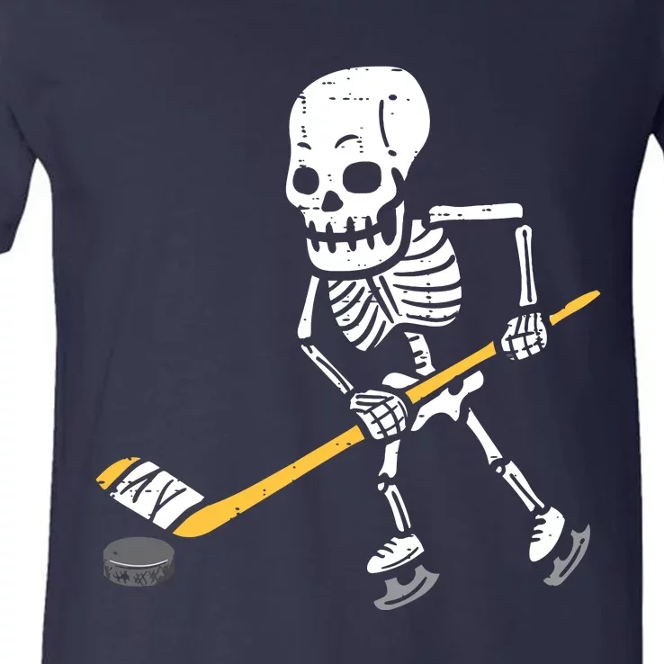 Skeleton Ice Hockey Halloween Costume Spor Boy V-Neck T-Shirt