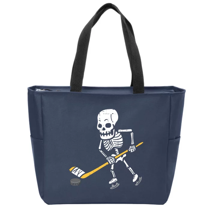 Skeleton Ice Hockey Halloween Costume Spor Boy Zip Tote Bag