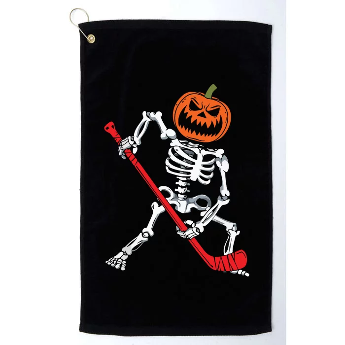 Skeleton Ice Hockey Halloween Pumpkin Hockey Boy Platinum Collection Golf Towel