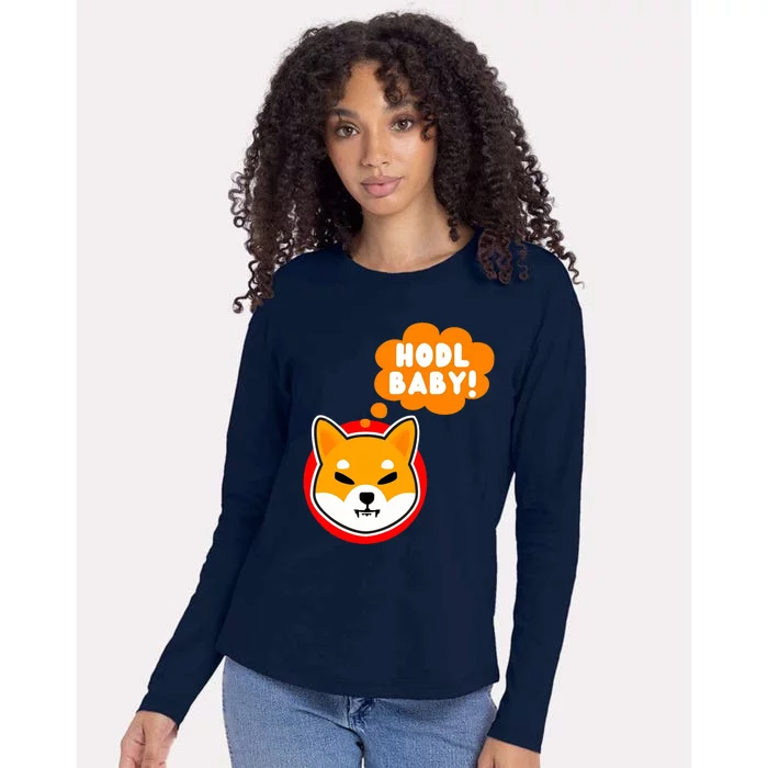 Shiba Inu Hodl Baby Womens Cotton Relaxed Long Sleeve T-Shirt