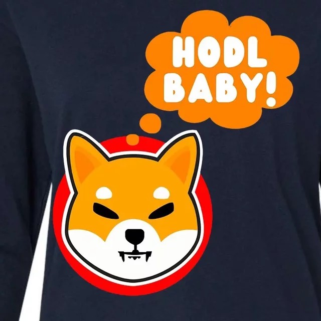 Shiba Inu Hodl Baby Womens Cotton Relaxed Long Sleeve T-Shirt