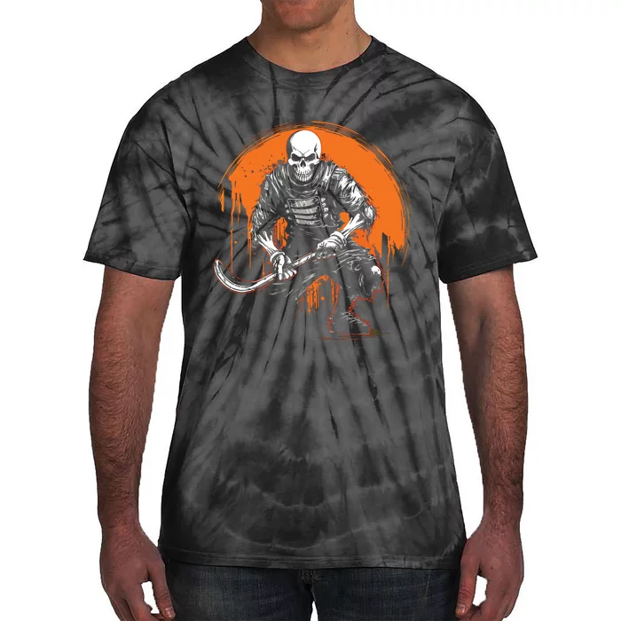 Skeleton Ice Hockey T Ee Halloween Funny Skull Gifts Graphic Tie-Dye T-Shirt