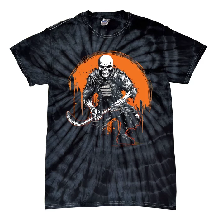 Skeleton Ice Hockey T Ee Halloween Funny Skull Gifts Graphic Tie-Dye T-Shirt